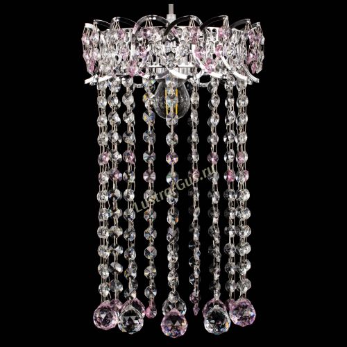 Барная люстра Астра №1 шар 30 длинная Розовая в Самаре Гусь Хрустальный