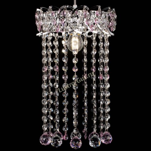 Барная люстра Астра №1 шар 30 длинная Розовая в Самаре Гусь Хрустальный