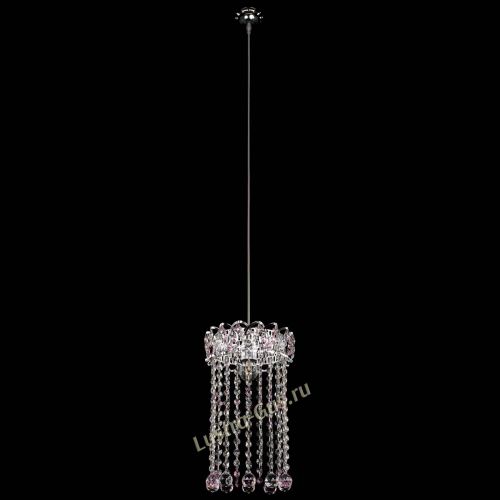 Барная люстра Астра №1 шар 30 длинная Розовая в Самаре Гусь Хрустальный