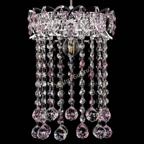 Барная люстра Астра №1 шар 30 розовая в Самаре Гусь Хрустальный