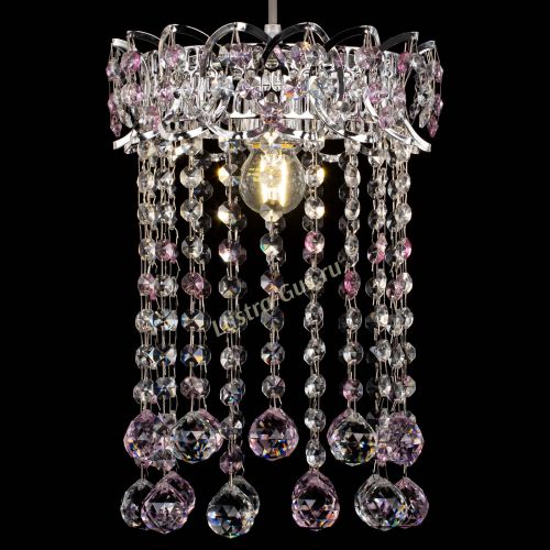 Барная люстра Астра №1 шар 30 розовая в Самаре Гусь Хрустальный