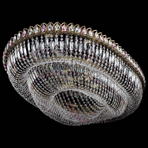 Люстра Кольцо Овал №17 под бронзу розовая в Самаре Гусь Хрустальный