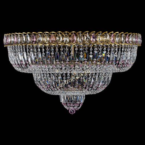 Люстра Водопад Обтикон №15 под бронзу розовая в Самаре Гусь Хрустальный