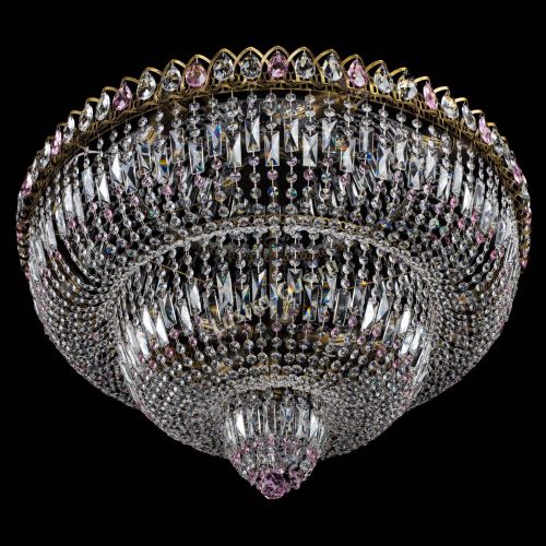 Люстра Водопад Обтикон №15 под бронзу розовая в Самаре Гусь Хрустальный