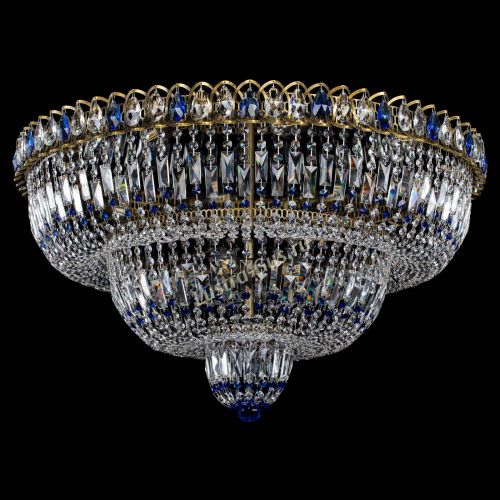 Люстра Водопад Обтикон №15 под бронзу синяя в Самаре Гусь Хрустальный