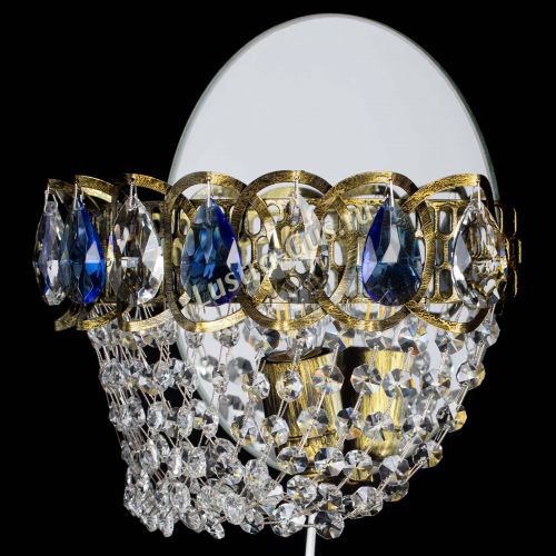 Бра Астра ажур под бронзу синяя в Самаре Гусь Хрустальный