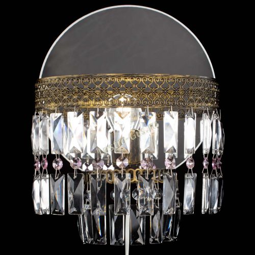 Бра Венеция Пластинка под бронзу Розовая в Самаре Гусь Хрустальный