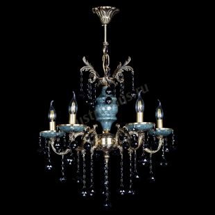 Подвесная люстра Алфея №5 "Малахит" шар черная