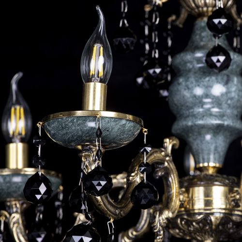 Люстра бронзовая Алфея №5 "Малахит" шар черная в Самаре Гусь Хрустальный