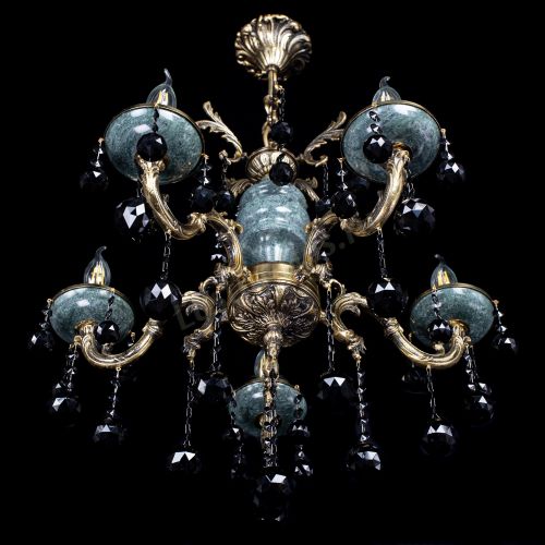 Люстра бронзовая Алфея №5 "Малахит" шар черная в Самаре Гусь Хрустальный