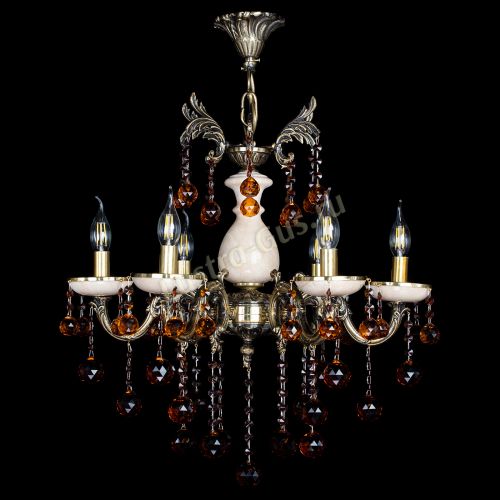 Люстра бронзовая Алфея №6 с камнем шар чайная в Самаре Гусь Хрустальный