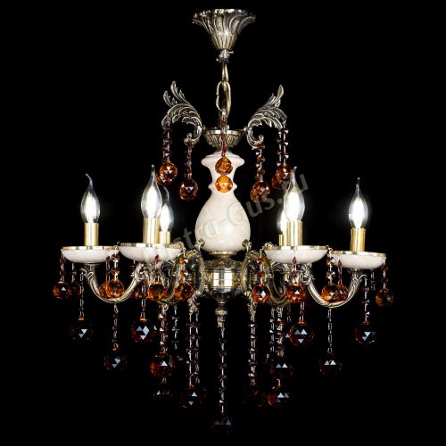 Люстра бронзовая Алфея №6 с камнем шар чайная в Самаре Гусь Хрустальный