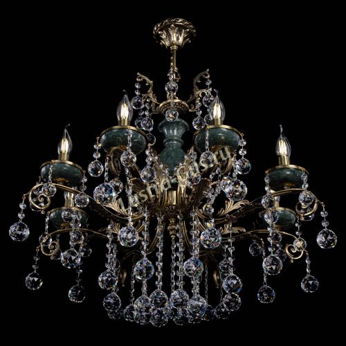 Люстра бронзовая Алфея Малахит №8 шар в Самаре Гусь Хрустальный