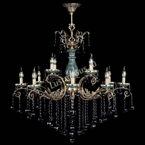 Люстра бронзовая Алфея Малахит №12 шар черная в Самаре Гусь Хрустальный