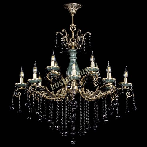 Люстра бронзовая Алфея Малахит №12 шар черная в Самаре Гусь Хрустальный