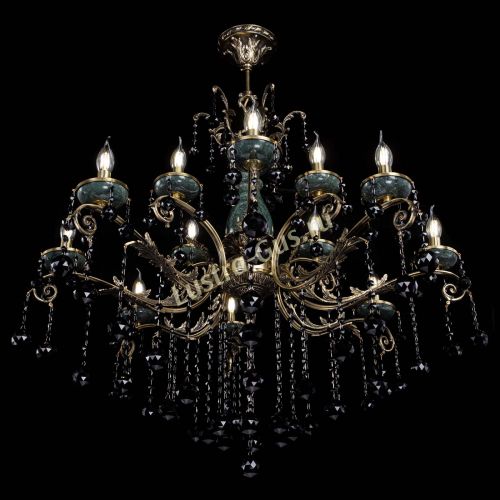 Люстра бронзовая Алфея Малахит №12 шар черная в Самаре Гусь Хрустальный