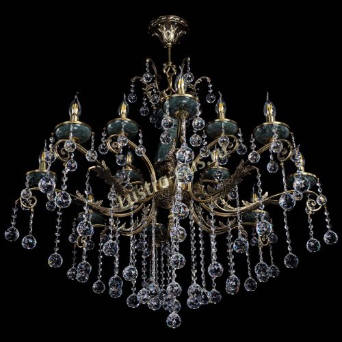 Люстра бронзовая Алфея Малахит №12 шар в Самаре Гусь Хрустальный