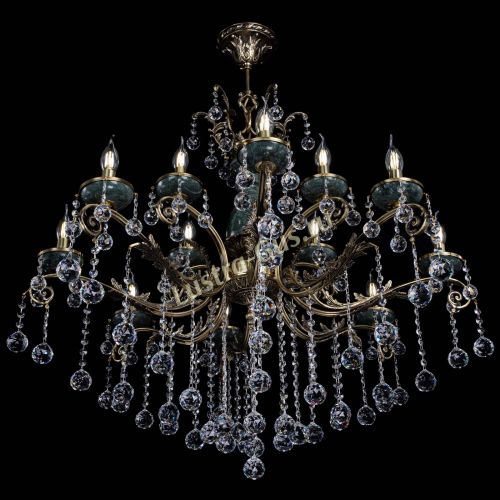 Люстра бронзовая Алфея Малахит №12 шар в Самаре Гусь Хрустальный