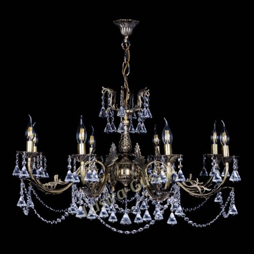 Бронзовая люстра Кассандра №8 удлиненная с конусами в Самаре Гусь Хрустальный