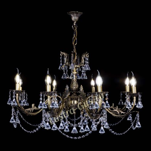 Бронзовая люстра Кассандра №8 удлиненная с конусами в Самаре Гусь Хрустальный