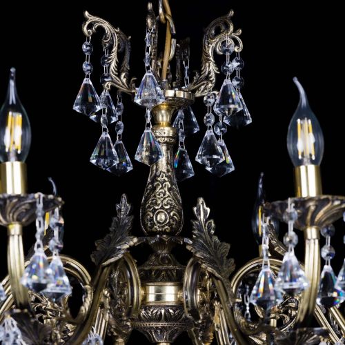 Бронзовая люстра Кассандра №8 удлиненная с конусами в Самаре Гусь Хрустальный