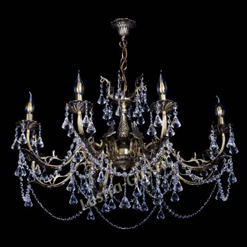 Бронзовая люстра Кассандра №8 удлиненная с конусами в Самаре Гусь Хрустальный