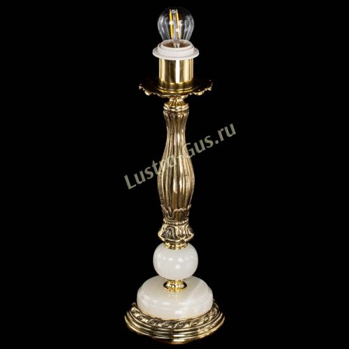 Бронзовая настольная лампа Оникс №1 с абажуром в Самаре Гусь Хрустальный