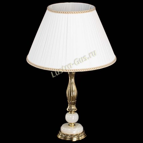 Бронзовая настольная лампа Оникс №1 с большим абажуром в Самаре Гусь Хрустальный