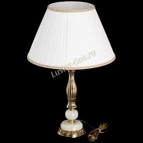 Бронзовая настольная лампа Оникс №1 с большим абажуром в Самаре Гусь Хрустальный