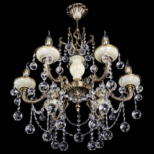 Люстра бронзовая Оникс белый №6/1 шар в Самаре Гусь Хрустальный