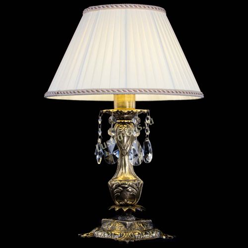 Бронзовая настольная лампа Антик №1 Лучик с абажуром в Самаре Гусь Хрустальный