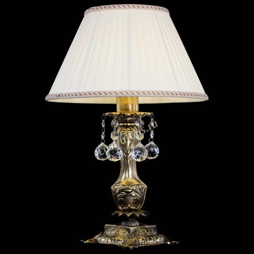 Бронзовая настольная лампа Антик №1 Шар  с абажуром в Самаре Гусь Хрустальный