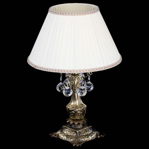 Бронзовая настольная лампа Антик №1 Шар  с абажуром в Самаре Гусь Хрустальный