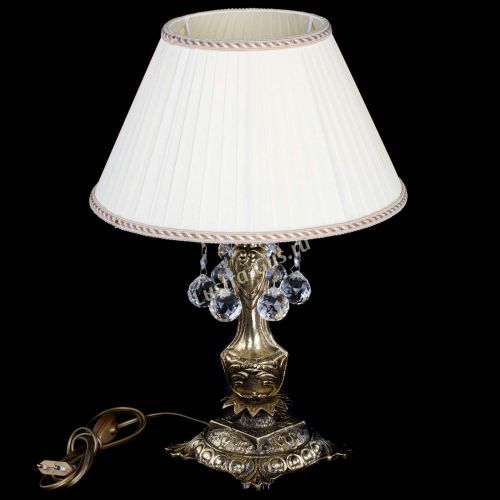 Бронзовая настольная лампа Антик №1 Шар  с абажуром в Самаре Гусь Хрустальный