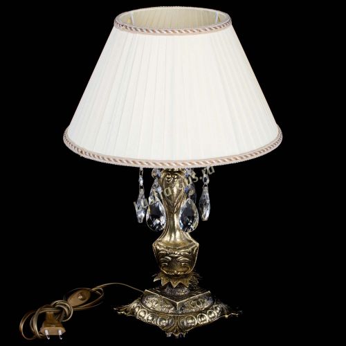 Бронзовая настольная лампа Антик №1 Журавлик с абажуром в Самаре Гусь Хрустальный