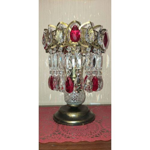 Настольная лампа Астра №1 под бронзу Красная в Самаре Гусь Хрустальный