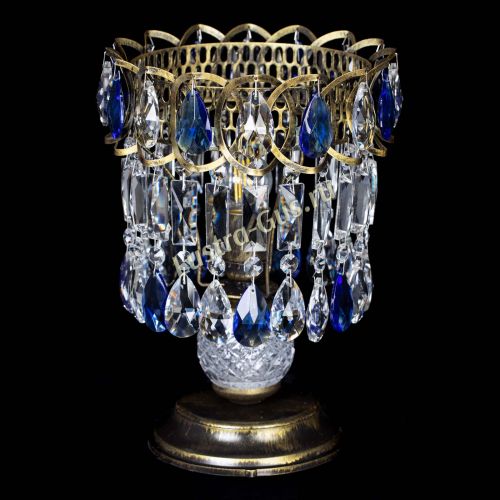 Настольная лампа Астра №1 под бронзу Синяя в Самаре Гусь Хрустальный