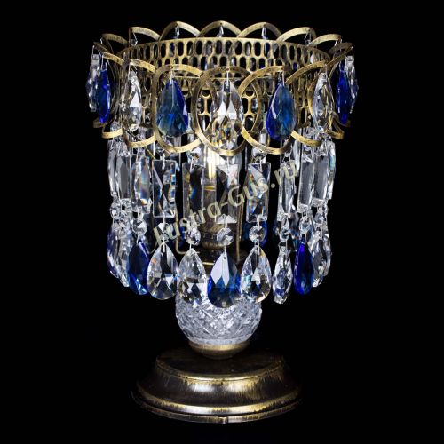 Настольная лампа Астра №1 под бронзу Синяя в Самаре Гусь Хрустальный