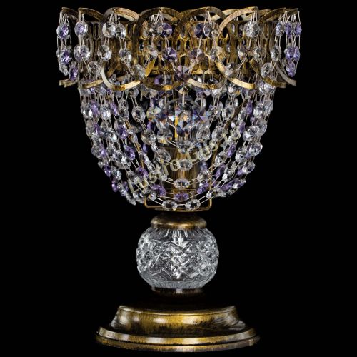 Настольная лампа Астра ажур №1 под бронзу Фиолетовая в Самаре Гусь Хрустальный