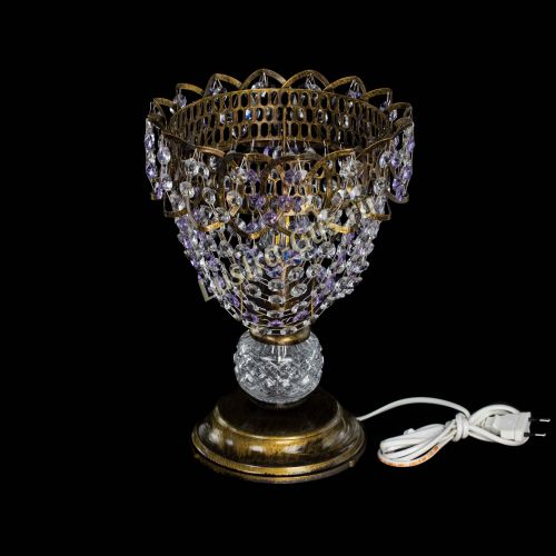 Настольная лампа Астра ажур №1 под бронзу Фиолетовая в Самаре Гусь Хрустальный