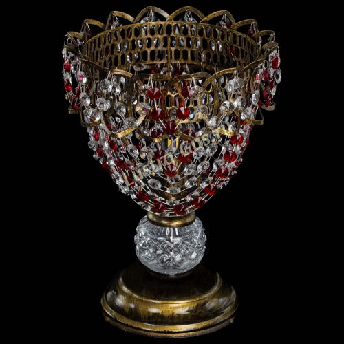 Настольная лампа Астра ажур №1 под бронзу Красная в Самаре Гусь Хрустальный