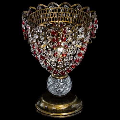 Настольная лампа Астра ажур №1 под бронзу Красная в Самаре Гусь Хрустальный