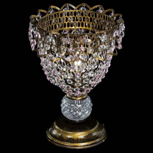 Настольная лампа Астра ажур №1 под бронзу Розовая в Самаре Гусь Хрустальный