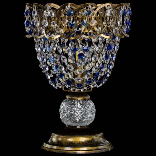 Настольная лампа Астра ажур №1 под бронзу Синяя в Самаре Гусь Хрустальный