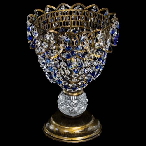 Настольная лампа Астра ажур №1 под бронзу Синяя в Самаре Гусь Хрустальный