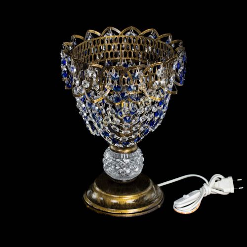 Настольная лампа Астра ажур №1 под бронзу Синяя в Самаре Гусь Хрустальный