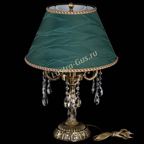 Бронзовая настольная лампа Аврора №3 Баден с абажуром в Самаре Гусь Хрустальный