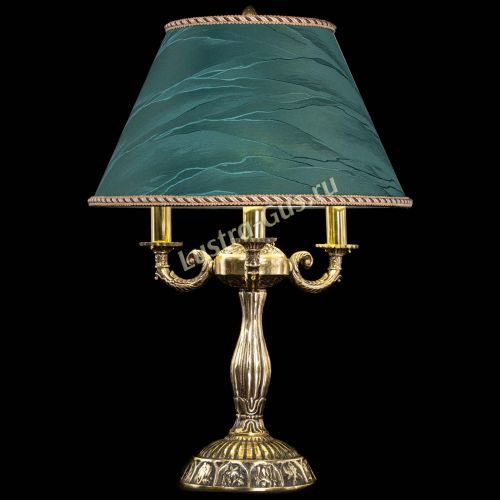 Бронзовая настольная лампа Аврора №3 с абажуром в Самаре Гусь Хрустальный