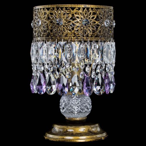 Настольная лампа Восток с пластинками под бронзу Фиолетовая в Самаре Гусь Хрустальный