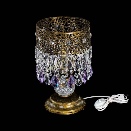 Настольная лампа Восток с пластинками под бронзу Фиолетовая в Самаре Гусь Хрустальный